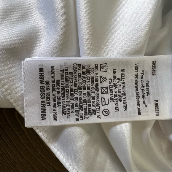 Ted Baker sheath dress. White with rose gold and greens - Picture 8 of 9